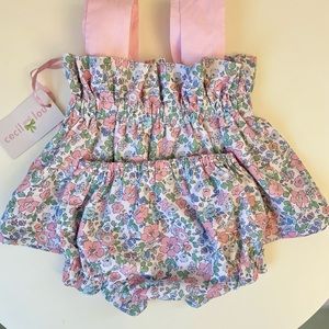 Cecil & Lou Liberty Floral Pink Diaper Set 9M
